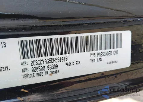 2013 Dodge Challenger Sxt из США, поврежденный, VIN 2C3CDYAG5DH591010